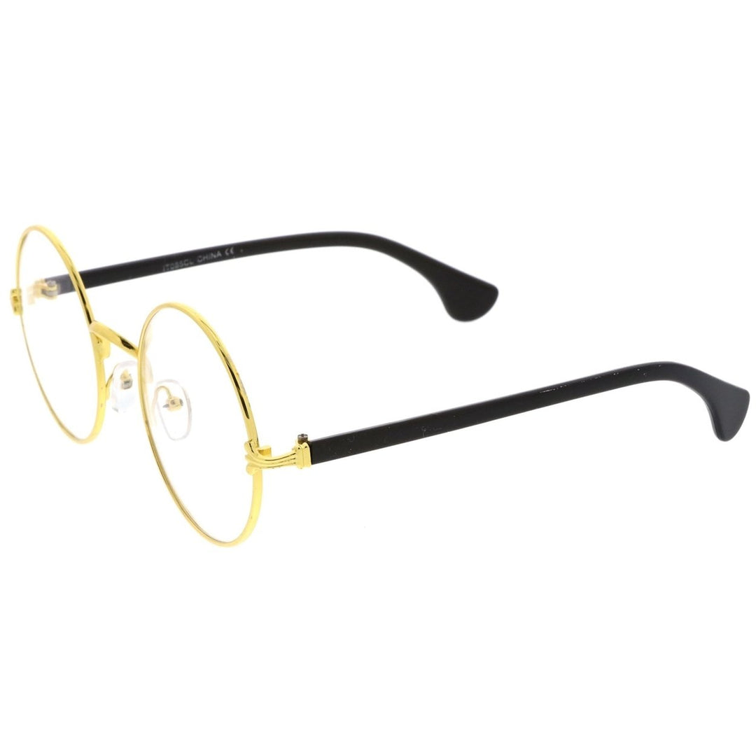 Classic Slim Metal Frame Clear Lens Round Eyeglasses 53mm Lightweight Stylish Image 3