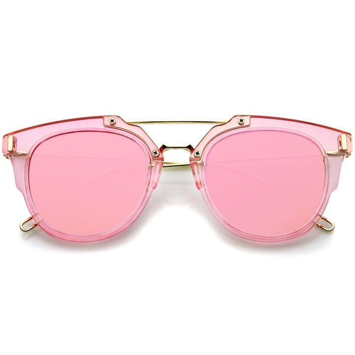 Colorful Fashion Translucent Color Mirrored Flat Lens Pantos Sunglasses 45mm Image 1