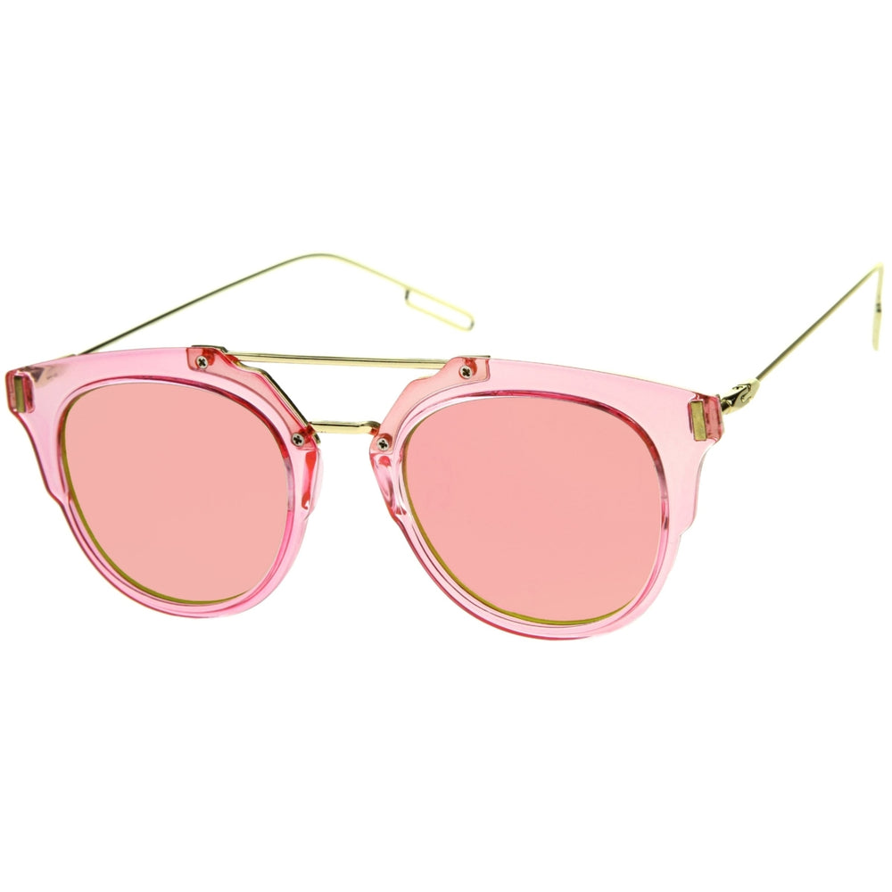 Colorful Fashion Translucent Color Mirrored Flat Lens Pantos Sunglasses 45mm Image 2