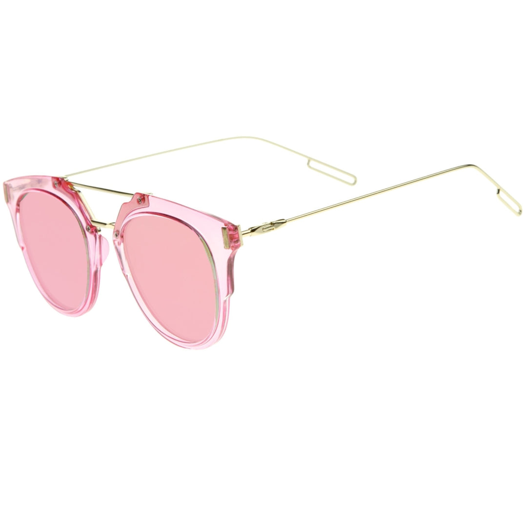 Colorful Fashion Translucent Color Mirrored Flat Lens Pantos Sunglasses 45mm Image 3