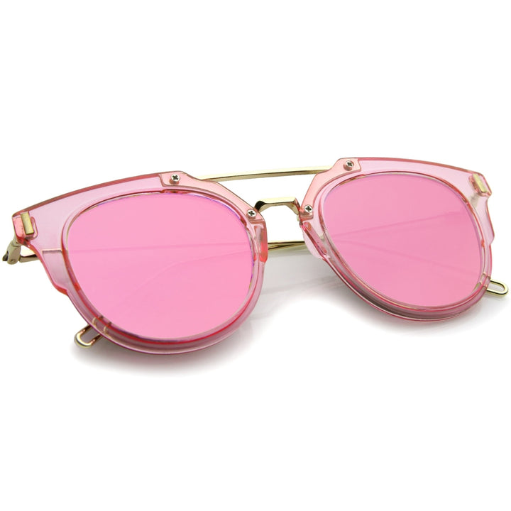 Colorful Fashion Translucent Color Mirrored Flat Lens Pantos Sunglasses 45mm Image 4