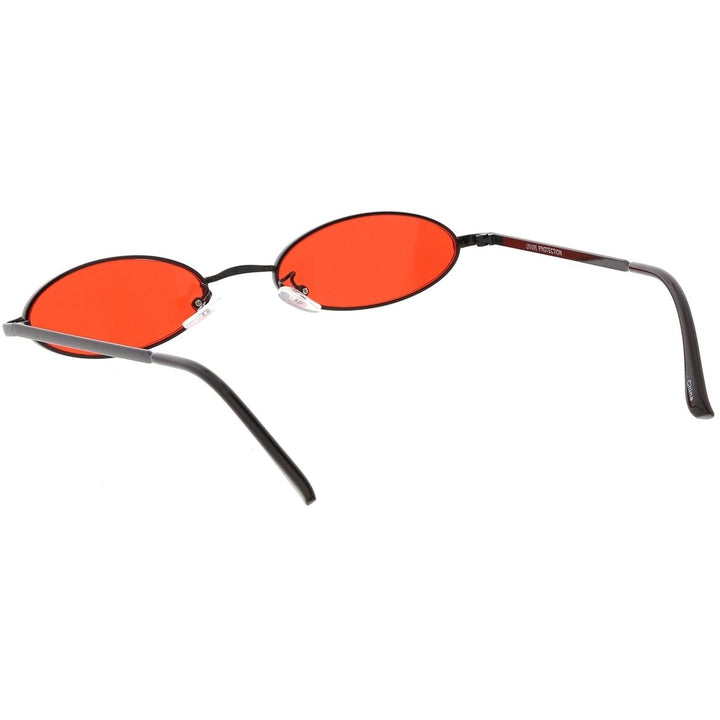 Extreme Small Oval Sunglasses Color Tinted Flat Lenses 51mm Metal Frame Image 4