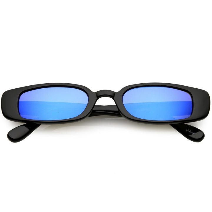 Thin Rectangle Sunglasses Mirrored Lens 49mm Lightweight UV Protection R304 Image 4