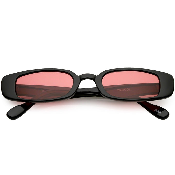 Extreme Thin Rectangle Sunglasses Color Tinted 49mm Lightweight UV Protection Image 6