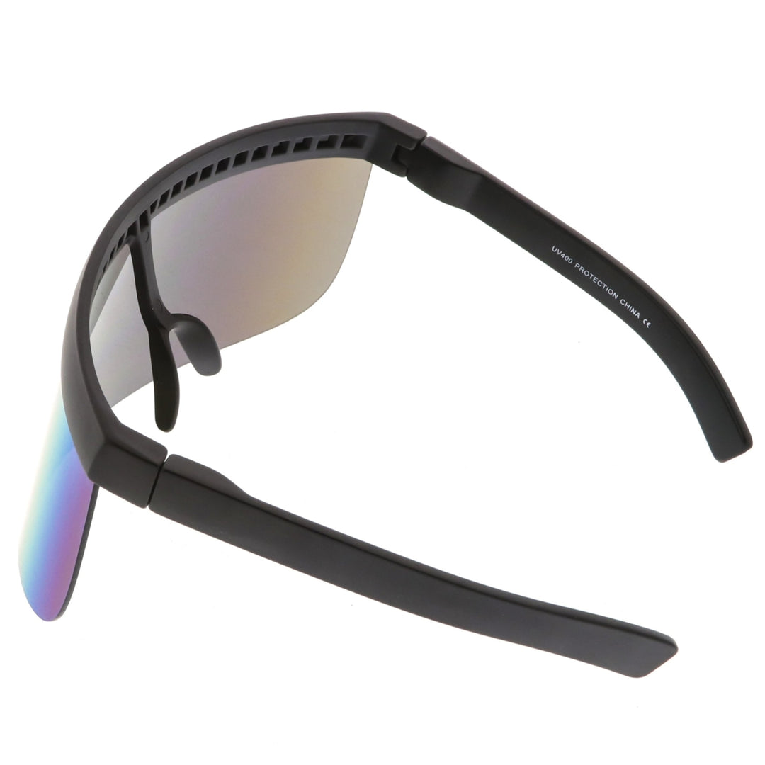 Futuristic Oversize Shield Sunglasses Mirrored Mono Lens 172mm Flat Top Design Image 4