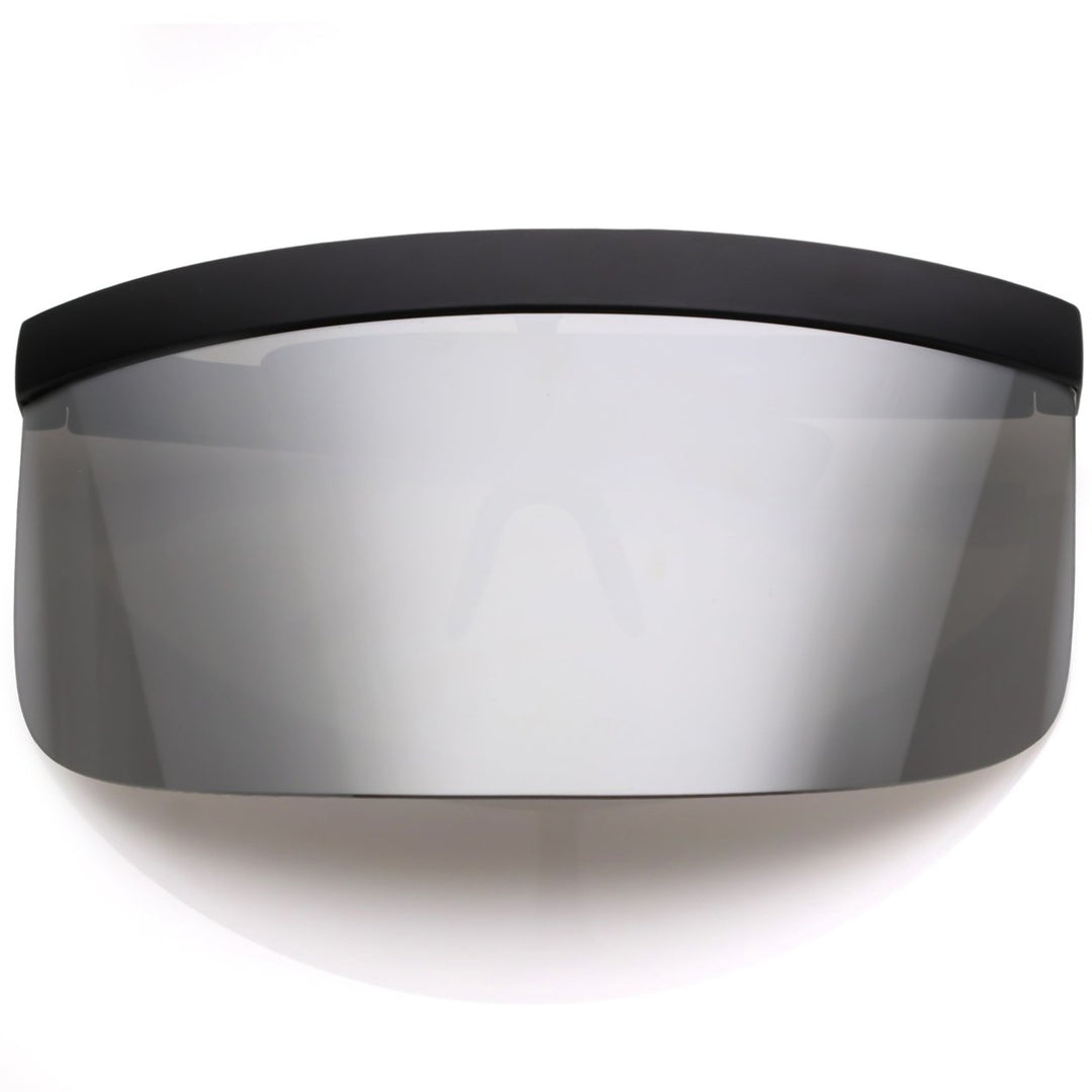 Futuristic Oversize Shield Sunglasses Mirrored Mono Lens 172mm Flat Top Design Image 4