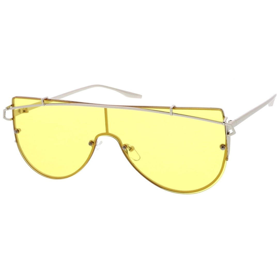 Futuristic Rimless Metal Crossbar Colored Mono Lens Shield Sunglasses 62mm Image 4