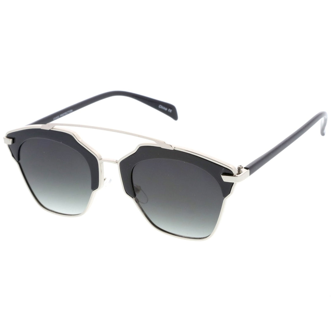 High Fashion Two-Toned Pantos Crossbar Neutral-Colored Lens Aviator Sunglasses 52mm Image 2