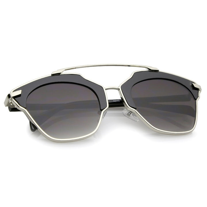 High Fashion Two-Toned Aviator Sunglasses 52mm Metal Plastic UV400 Neutral Lens Image 4