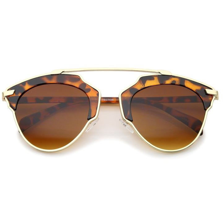 High Fashion Two-Toned Pantos Crossbar Tinted Lens Aviator Sunglasses 52mm Image 1
