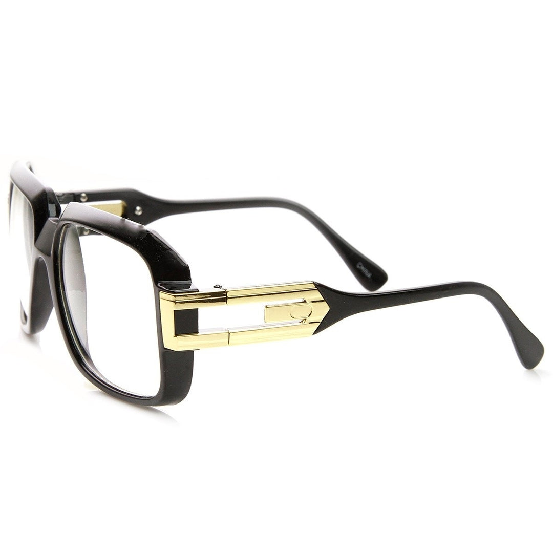 Large Retro Square Frame Hip Hop Glasses Clear Lens Acetate UV Protected 54mm Image 3