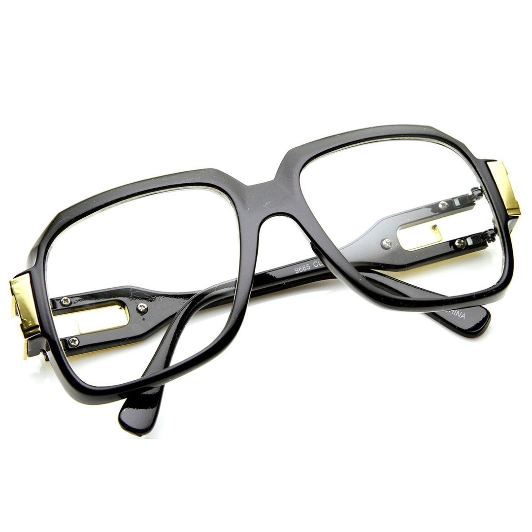 Large Retro Square Frame Hip Hop Glasses Clear Lens Acetate UV Protected 54mm Image 4