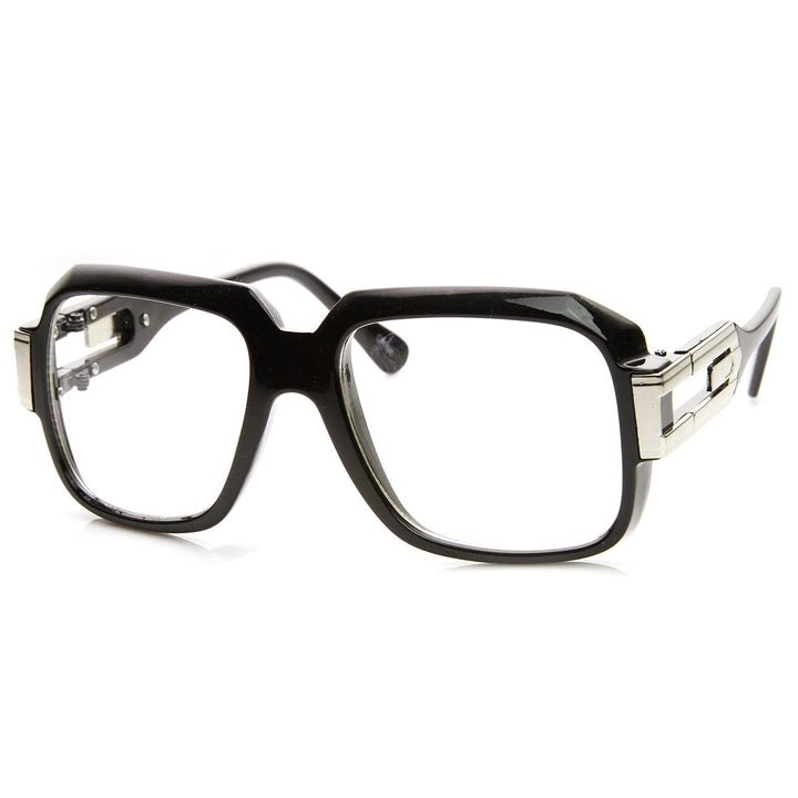 Large Retro Square Frame Hip Hop Glasses Clear Lens Acetate UV Protected 54mm Image 4