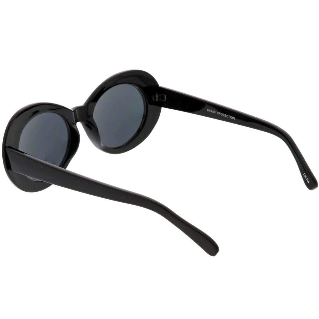 Large Retro Mod Oval Sunglasses Thick Frame Wide Arms Neutral Colored Lens 53mm Image 4