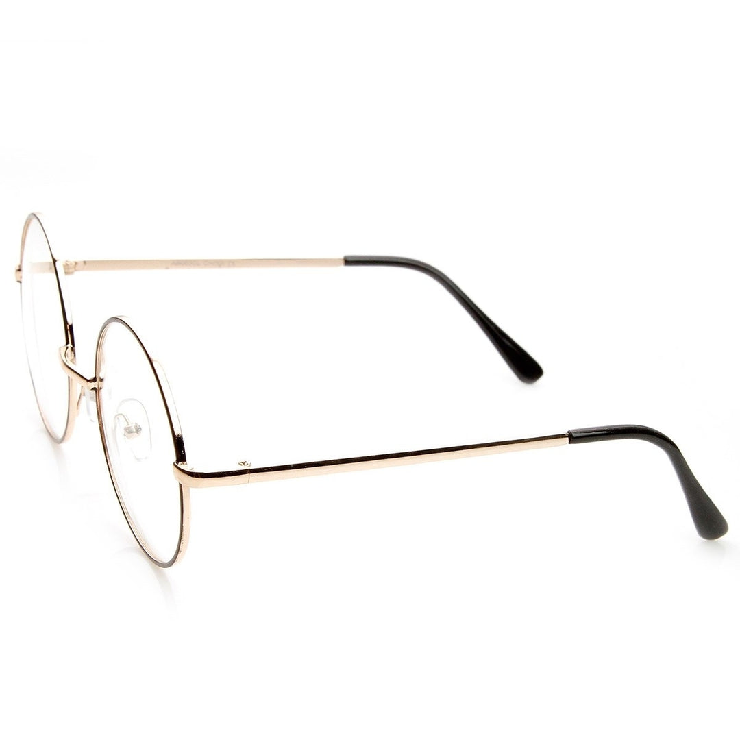 Lennon Mid Size Full Metal Frame Clear Lens Round Glasses Image 4