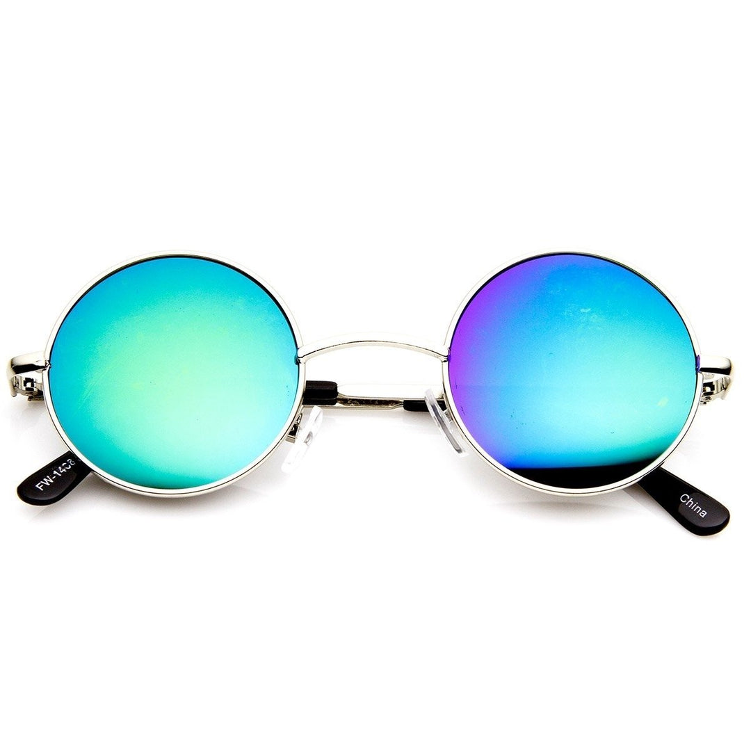 Lennon Style Round Mirrored Lens Circle Sunglasses Metal Frame 42mm UV Protection Image 4