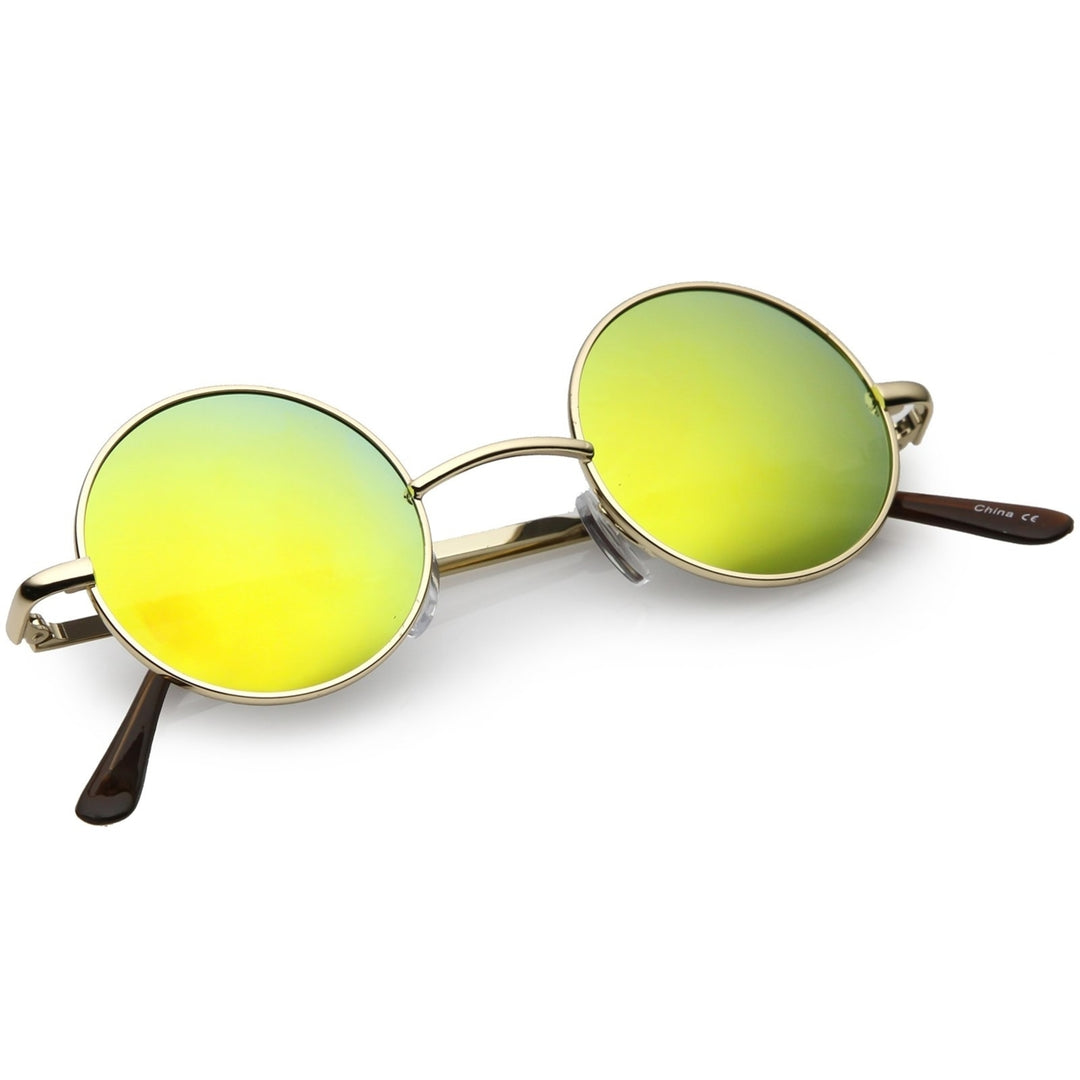 Lennon Style Round Mirrored Lens Circle Sunglasses Metal Frame 42mm UV Protection Image 4