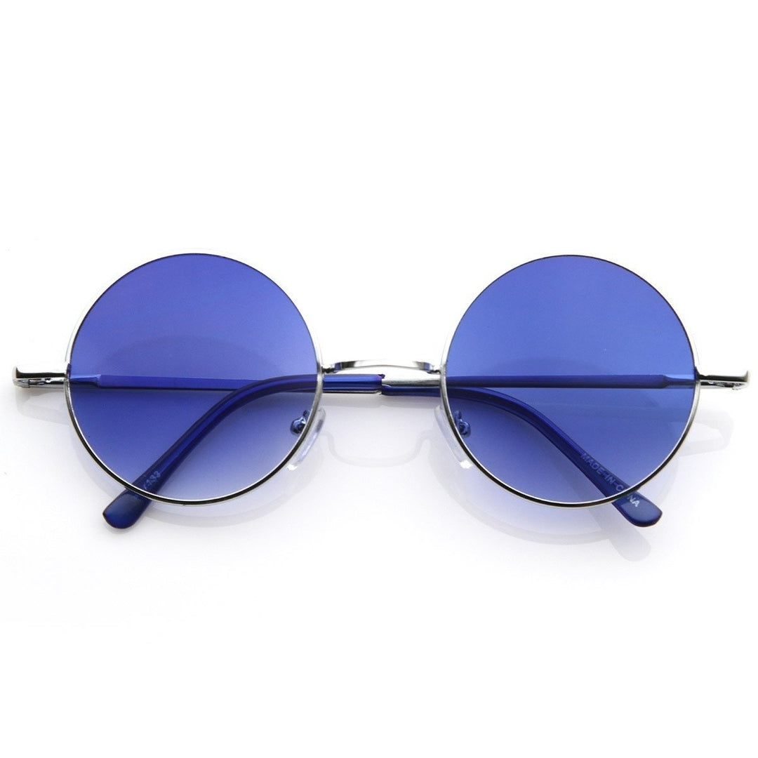 Lennon Style Round Metal Sunglasses Color Tinted Lenses Classic Fashion Accessory Image 1