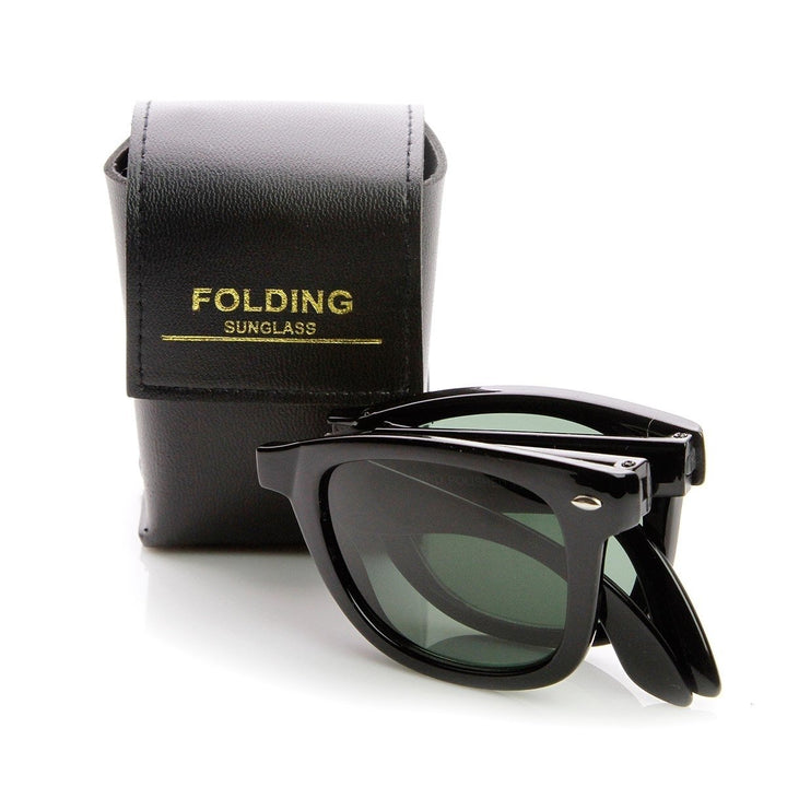 Limited Edition Folding Pocket Horn Rimmed Sunglasses with Faux Leather Case Image 4