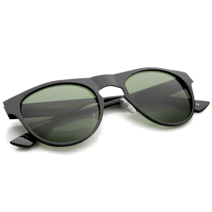 Mens Metal Horn Rimmed Sunglasses With UV400 Protected Composite Lens Image 4