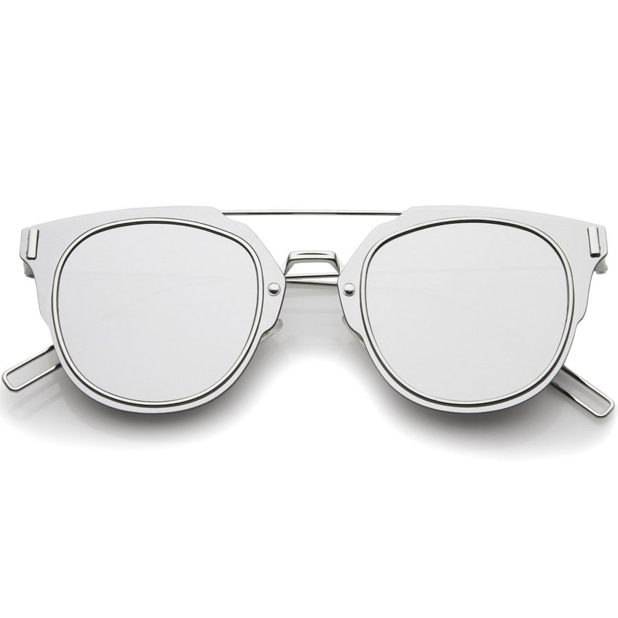 Minimal Ultra Slim Wire Inner Rimmed Mirror Flat Lens Pantos Sunglasses 58mm Image 1