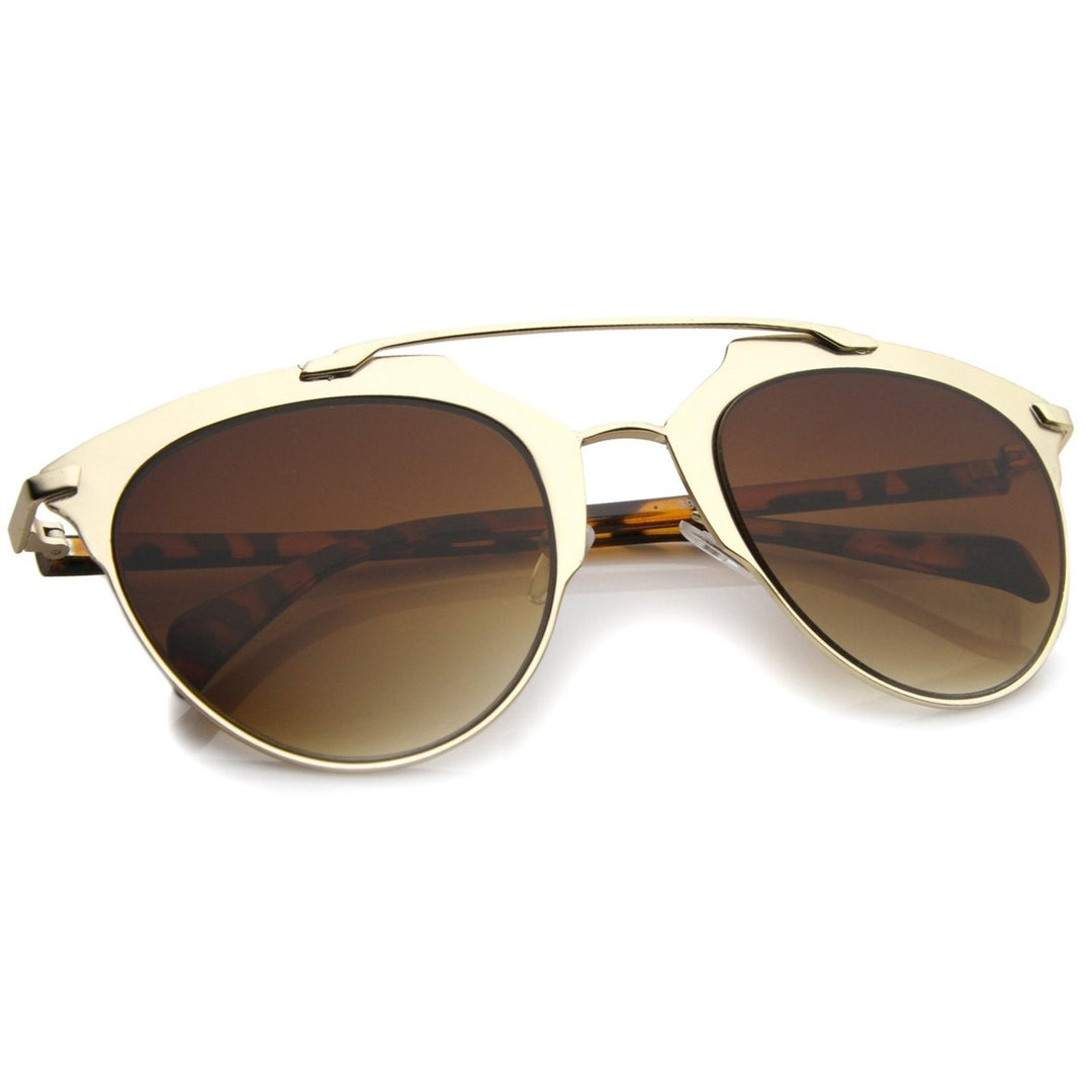 Matte Metal Frame Pantos Aviator Sunglasses 55mm Double Bridge Neutral Lenses Image 4