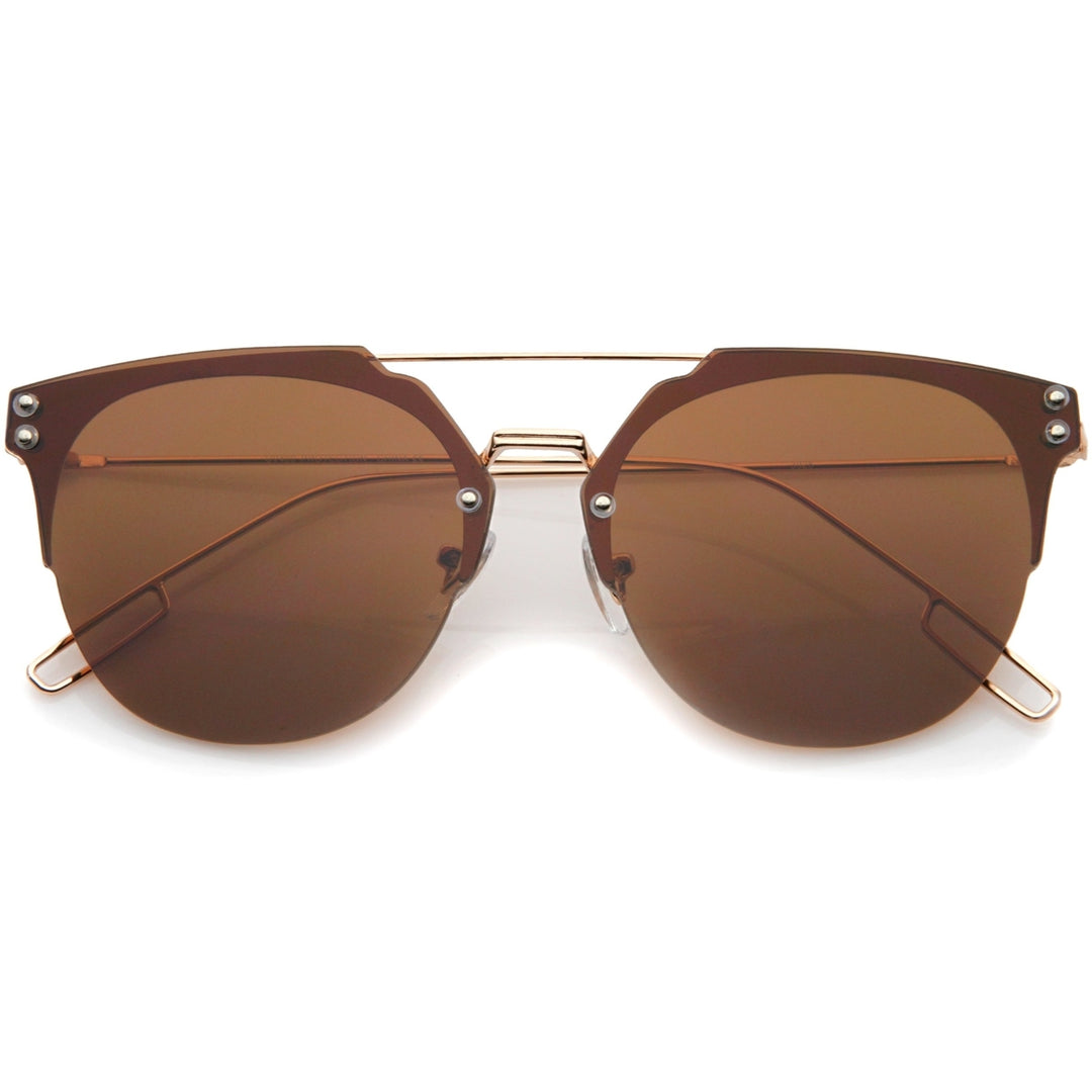 Modern Fashion Ultra Slim Wire Rimless Flat Lens Pantos Sunglasses 58mm Image 1