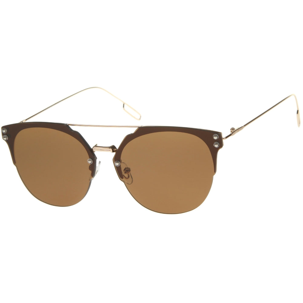 Modern Fashion Ultra Slim Wire Rimless Flat Lens Pantos Sunglasses 58mm Image 2