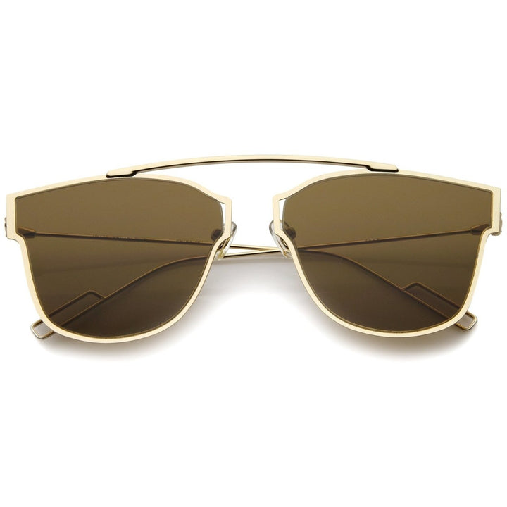 Modern Ultra Thin Open Metal Aviator Sunglasses 55mm UV400 Minimalist Design Image 1