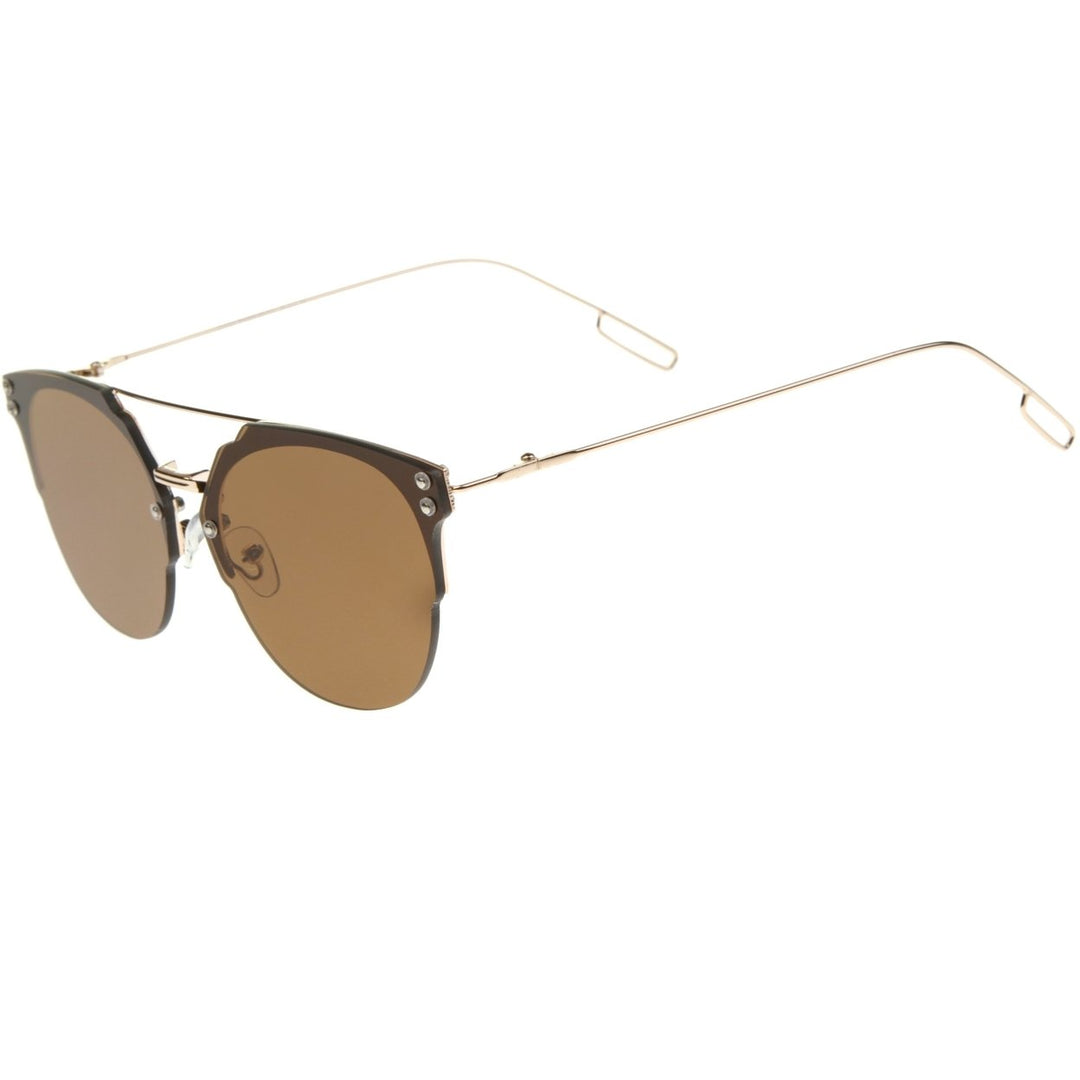 Modern Fashion Ultra Slim Wire Rimless Flat Lens Pantos Sunglasses 58mm Image 3