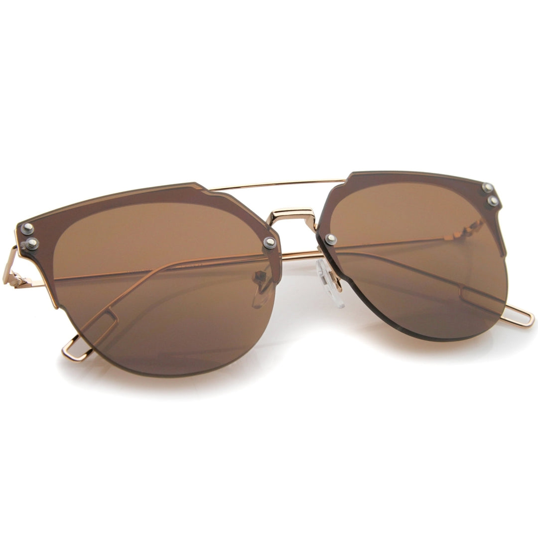 Modern Fashion Ultra Slim Wire Rimless Flat Lens Pantos Sunglasses 58mm Image 4