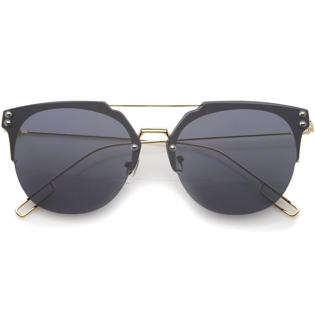 Modern Fashion Ultra Slim Wire Rimless Flat Lens Pantos Sunglasses 58mm Image 4