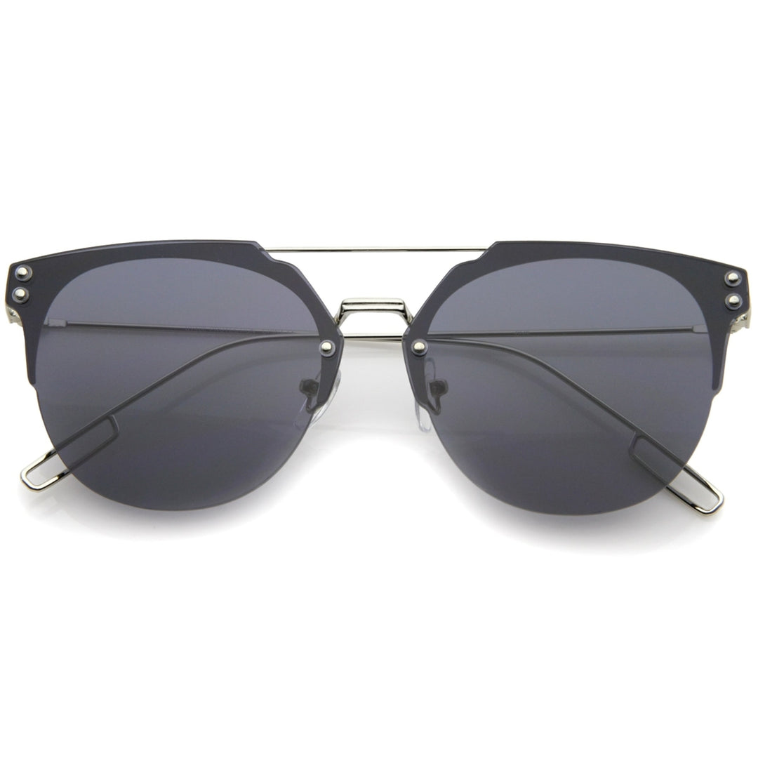 Modern Fashion Ultra Slim Wire Rimless Flat Lens Pantos Sunglasses 58mm Image 6