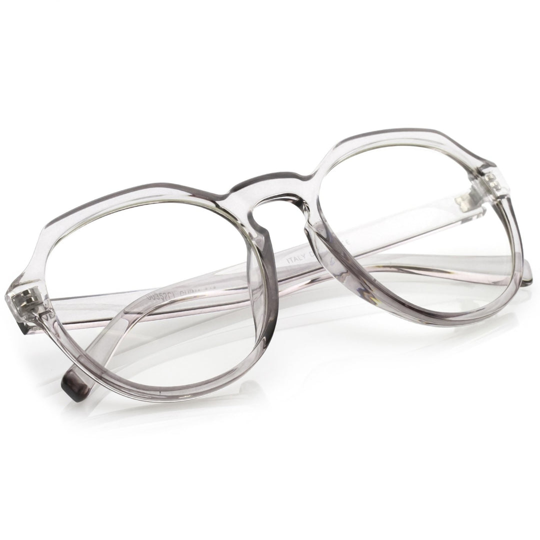 Modern Keyhole Nose Bridge Clear Lens Round Eyeglasses 55mm Image 4