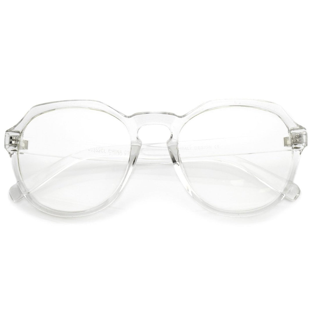 Modern Keyhole Nose Bridge Clear Lens Round Eyeglasses 55mm Image 4