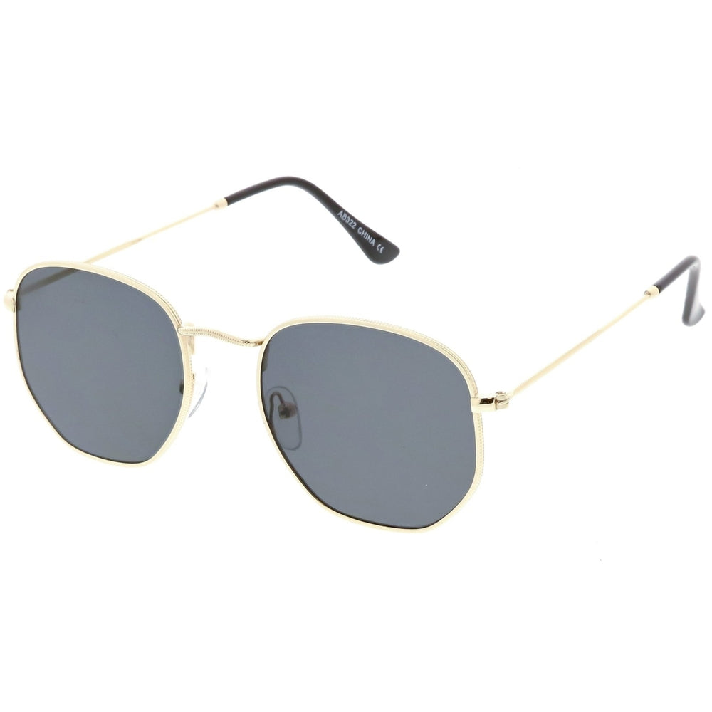 Modern Metal Geometric Sunglasses 51mm Slim Arms UV Protected Flat Lens Image 2