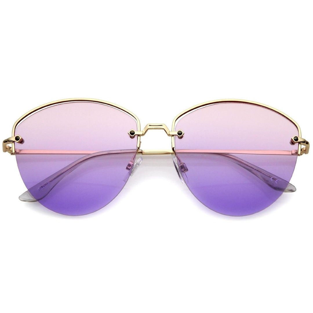 Modern Semi-Rimless Metal Sunglasses Gradient Lenses 60mm UV400 Protection Image 1