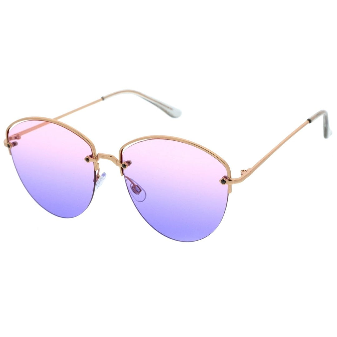 Modern Semi-Rimless Metal Sunglasses Gradient Lenses 60mm UV400 Protection Image 2