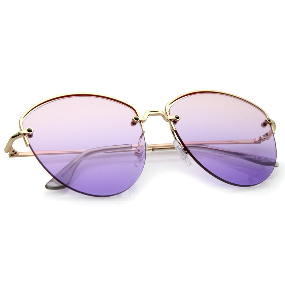 Modern Semi-Rimless Metal Sunglasses Gradient Lenses 60mm UV400 Protection Image 4