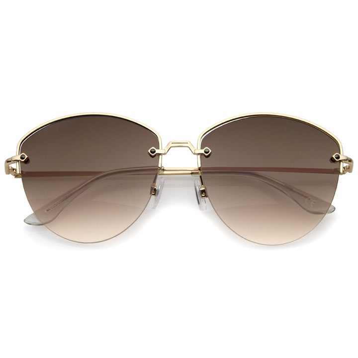 Modern Semi-Rimless Metal Sunglasses Gradient Lenses 60mm UV400 Protection Image 6