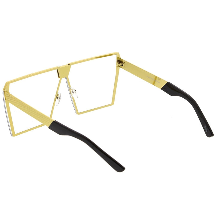Modern Oversize Semi Rimless Square Eyeglasses With Clear Flat Lens 69mm Image 4