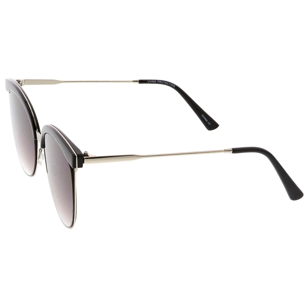 Modern Semi Rimless Cat Eye Sunglasses 55mm Flat Lens Cutout Slim Arms UV Protection Image 3