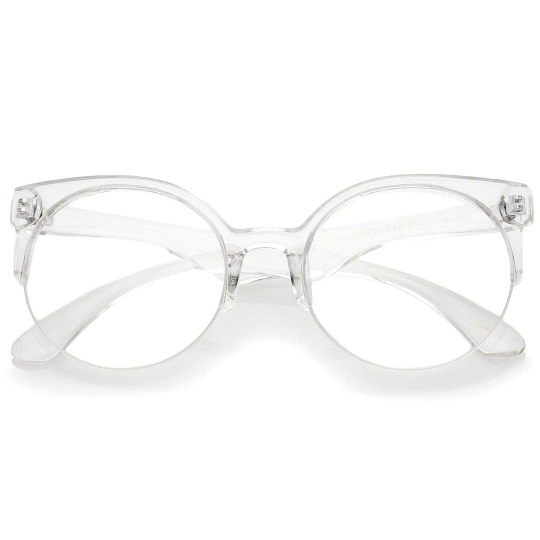 Modern Translucent Frame Round Clear Lens Semi-Rimless Eyeglasses 54mm Image 1