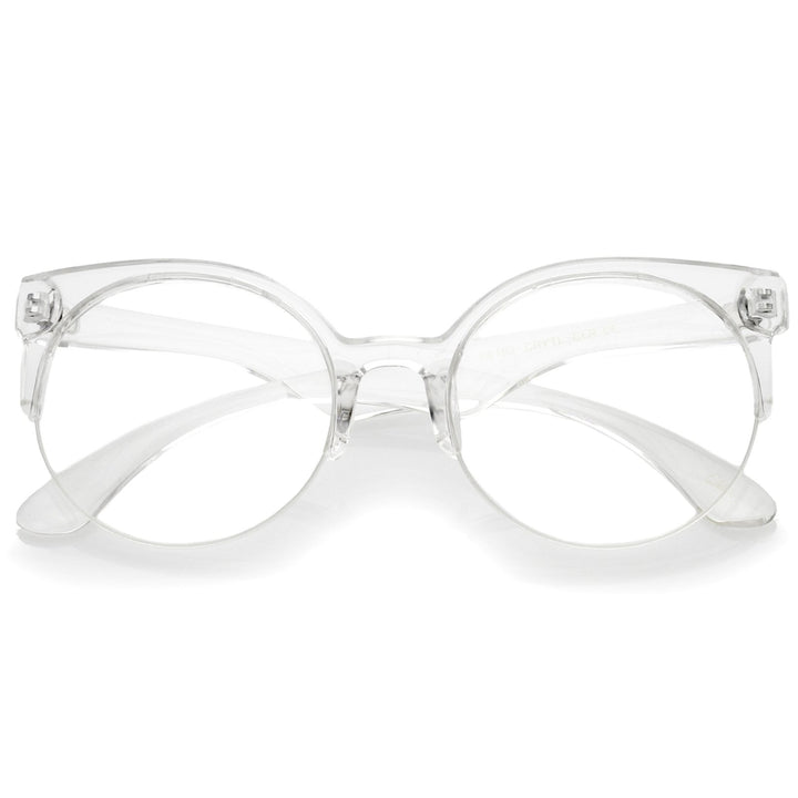 Modern Translucent Frame Round Clear Lens Semi-Rimless Eyeglasses 54mm Image 1