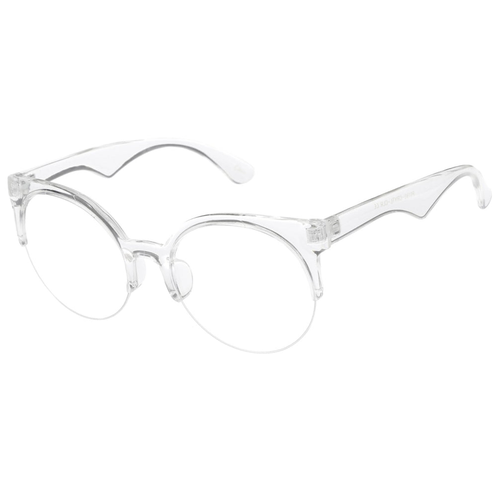 Modern Translucent Frame Round Clear Lens Semi-Rimless Eyeglasses 54mm Image 2