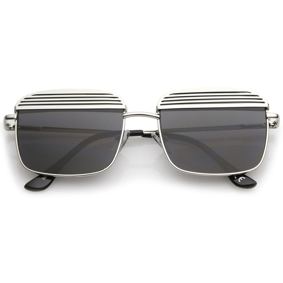 Modern Ultra Slim Arms Metal Cover Super Flat Lens Square Sunglasses 53mm Image 1