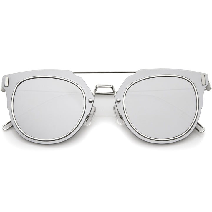 Modern Ultra Slim Wire Frame Mirrored Flat Lens Pantos Sunglasses 58mm Image 1