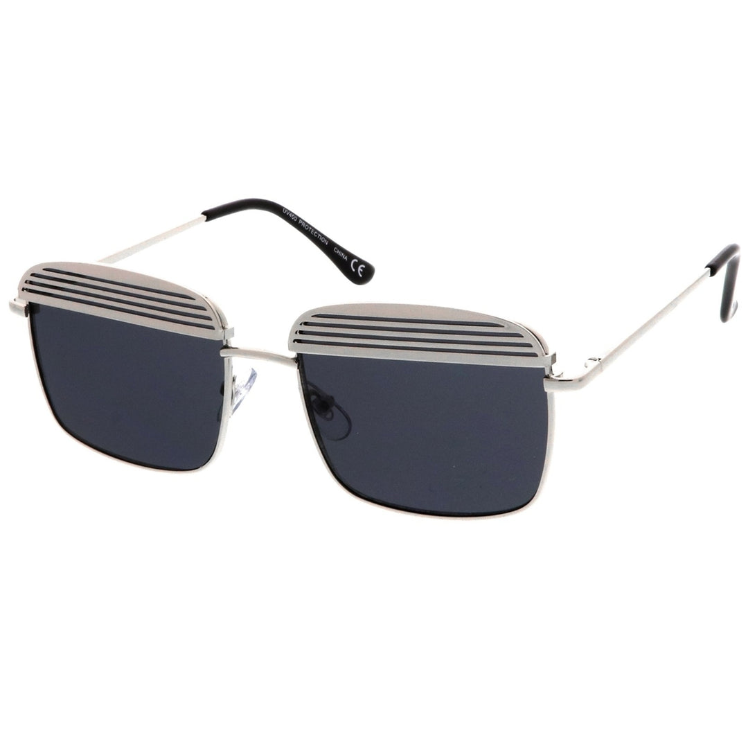Modern Ultra Slim Arms Metal Cover Super Flat Lens Square Sunglasses 53mm Image 3