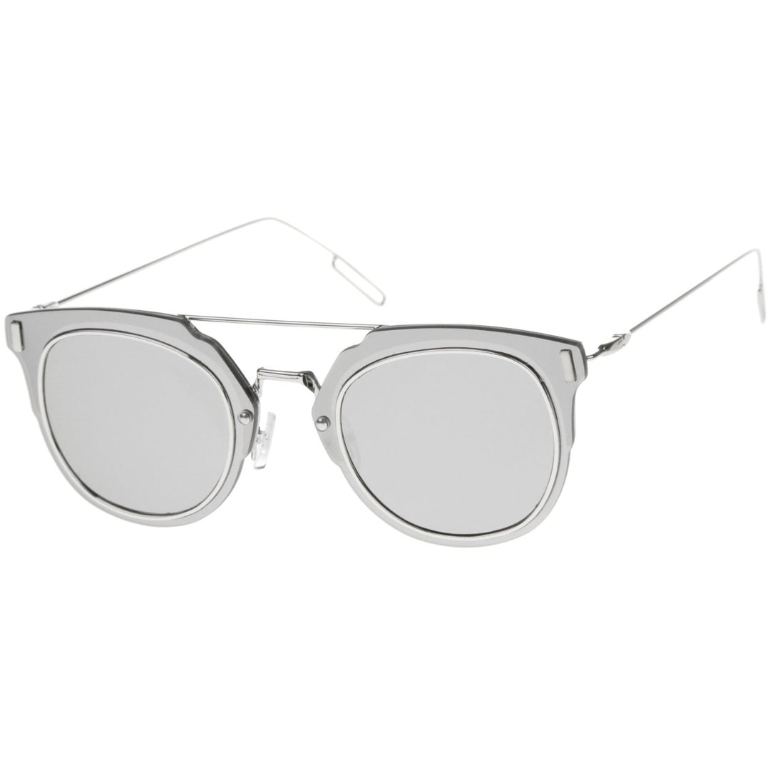 Modern Ultra Slim Wire Frame Mirrored Flat Lens Pantos Sunglasses 58mm Image 2