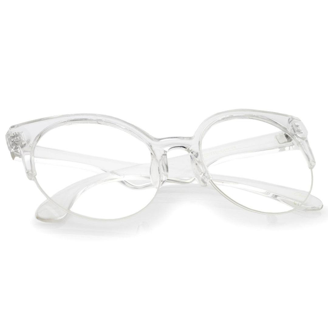 Modern Translucent Frame Round Clear Lens Semi-Rimless Eyeglasses 54mm Image 4
